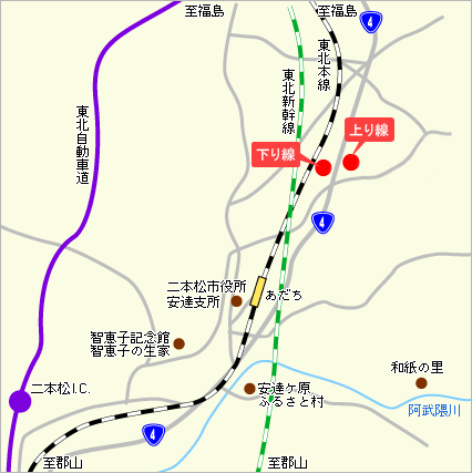 道の駅「安達」への地図